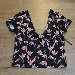 Forever 21 Black and Pink Floral Crop Top